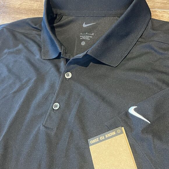 Nike Mens Dri-FIT Polo Mens L Black Micro Pique 2.0 Golf Shirt Performance New - Picture 1 of 8